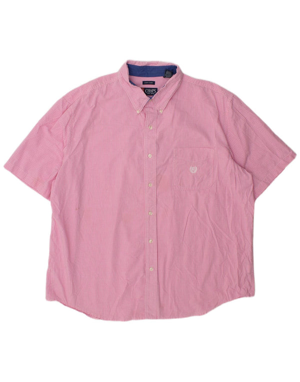 Chaps Chemise à manches courtes pour homme 2XL en coton vichy rose