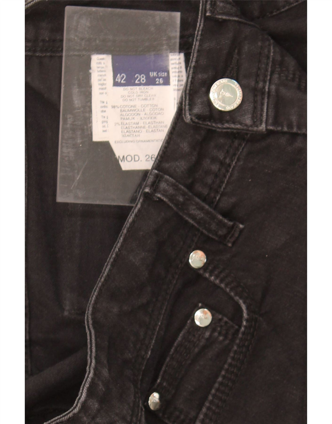 TRUSSARDI Womens Slim Jeans W26 L27 Black Cotton Vintage Trussardi and Second-Hand Trussardi from Messina Hembry 