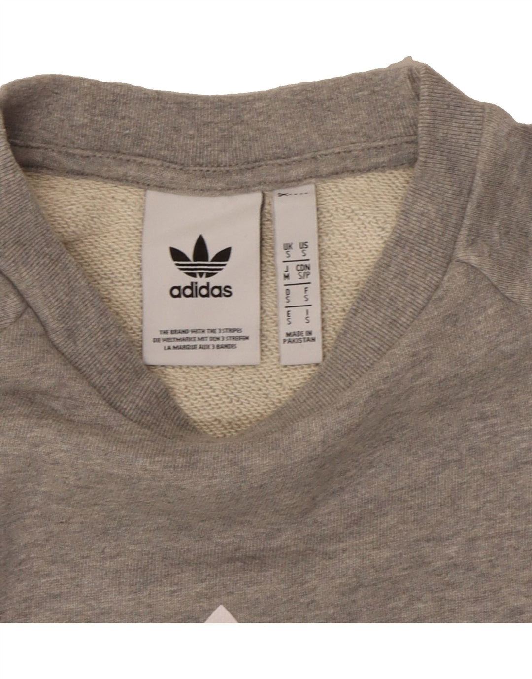 ADIDAS Mens Graphic Sweatshirt Jumper Small Grey Cotton Vintage Adidas and Second-Hand Adidas from Messina Hembry 