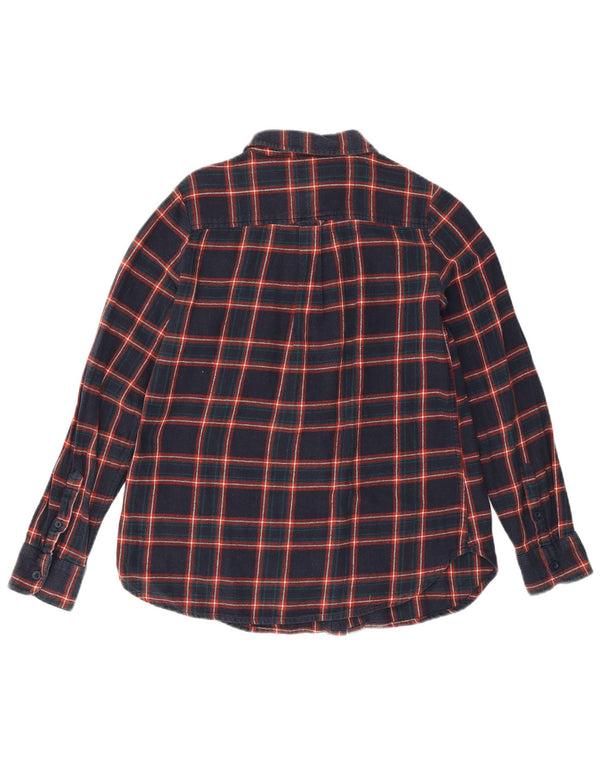 Fat Face Dame Flanell Shirt UK 10 Small Navy Blue Ternet Bomuld