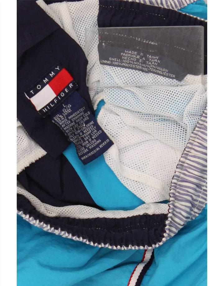 Tommy Hilfiger Mens Regular Swimming Shorts Large Blue Colourblock Nylon
