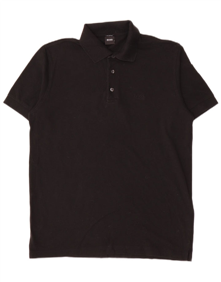 Hugo Boss Mens Polo Shirt Medium Black Cotton