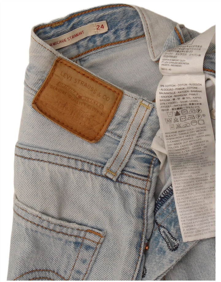 Levi's Womens Ribcage Straight Jeans W24 L26 Blue Cotton