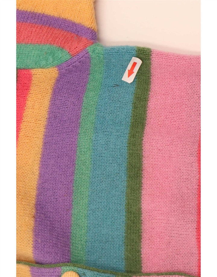 Benetton Womens Cardigan Sweater UK 10 Small Multicoloured Striped Wool