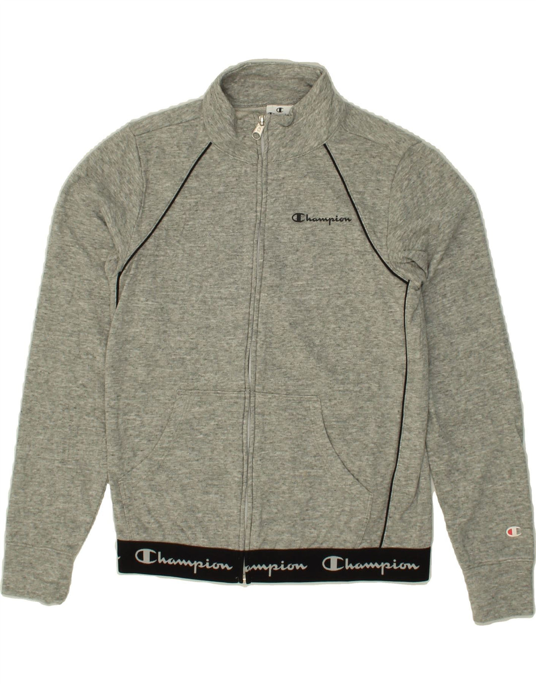 CHAMPION Womens Graphic Tracksuit Top Jacket UK 10 Small Grey Cotton Vintage Champion and Second-Hand Champion from Messina Hembry 