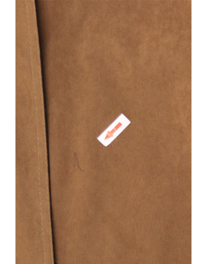 Vintage Womens Oversized Overcoat UK 14 Medium Brown Colourblock Polyamide