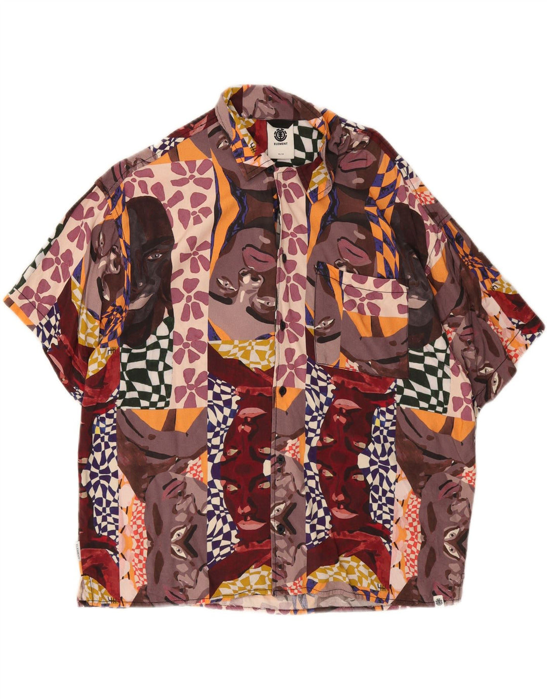 ELEMENT Mens Abstract Pattern Short Sleeve Shirt Small Multicoloured Vintage Element and Second-Hand Element from Messina Hembry 