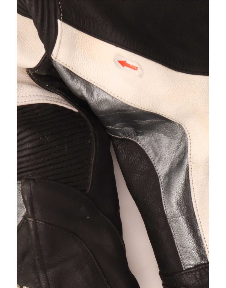 Giudici Mens Graphic Racing Jacket UK 36 Small Black Colourblock Leather
