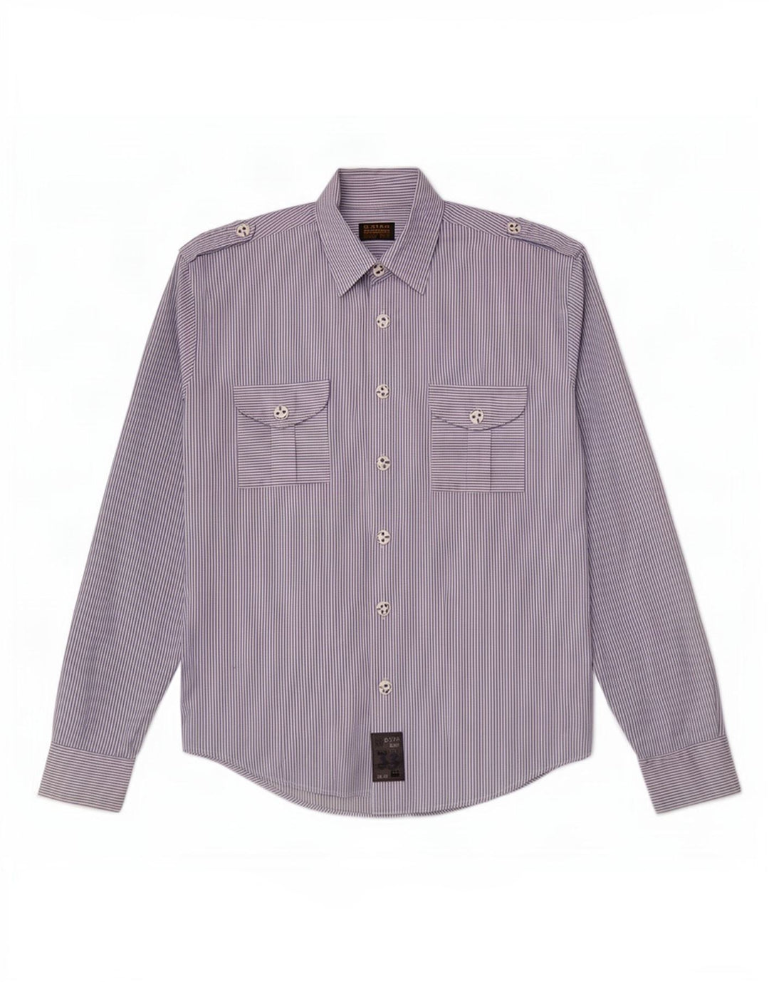 Camicia militare da uomo G-Star in cotone gessato blu medio