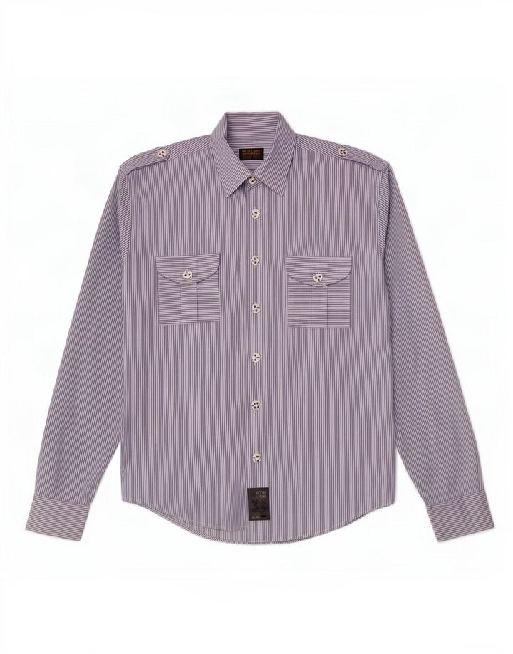 Camicia militare da uomo G-Star in cotone gessato blu medio