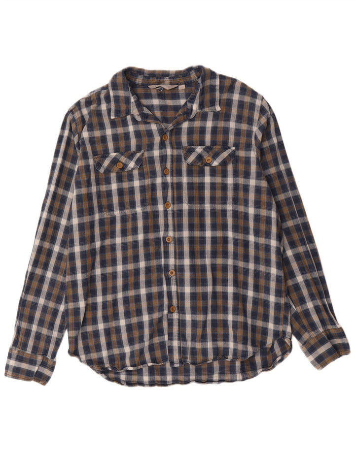 Mountain Warehouse Mens Flannel Shirt XL Blue Check Cotton