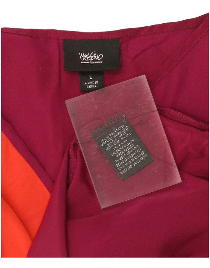 MOSSIMO Womens Slip Dress UK 14 Large Burgundy Colourblock Polyester