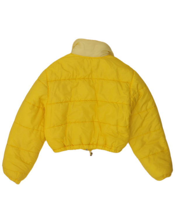 Vintage Womens Crop Padded Jacket UK 14 Medium Yellow