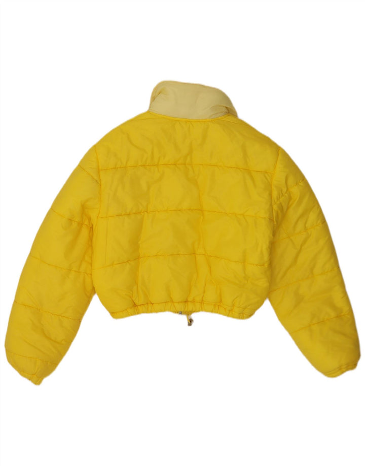 Vintage Womens Crop Padded Jacket UK 14 Medium Yellow
