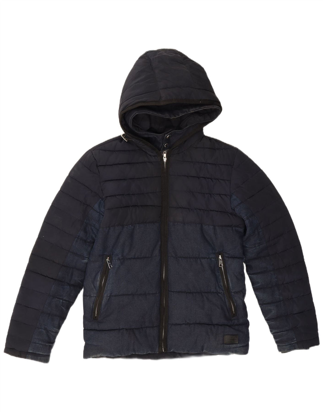 Zara Herren-Jacke mit Kapuze, gepolstert, Größe 36, Marineblau, Polyester