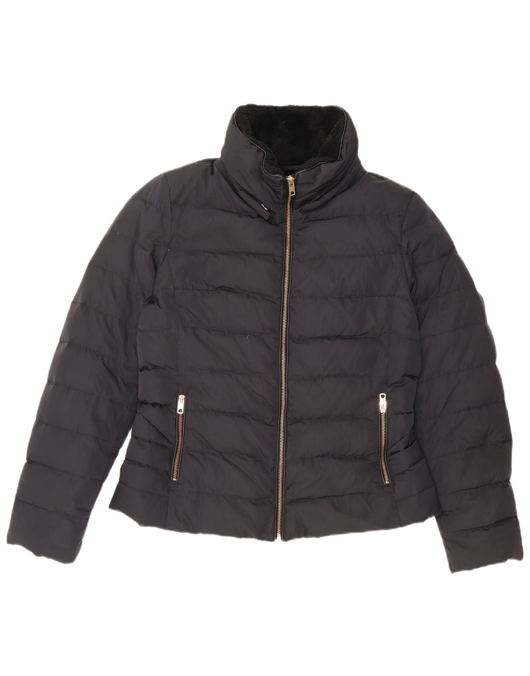 Zara Dame Polstret Jakke UK 14 Large Navy Blue