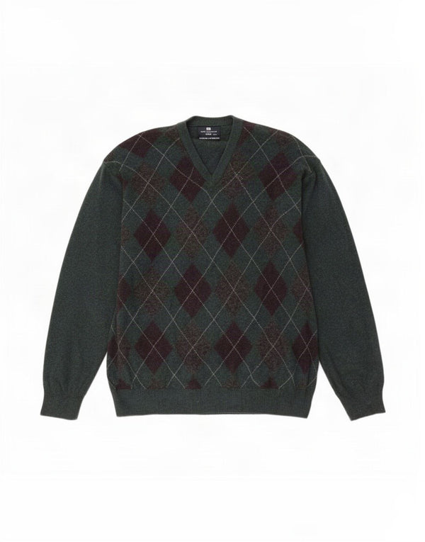 Marks & Spencer Herren Blue Harbor V-Ausschnitt Pullover Pullover 2XL Grün