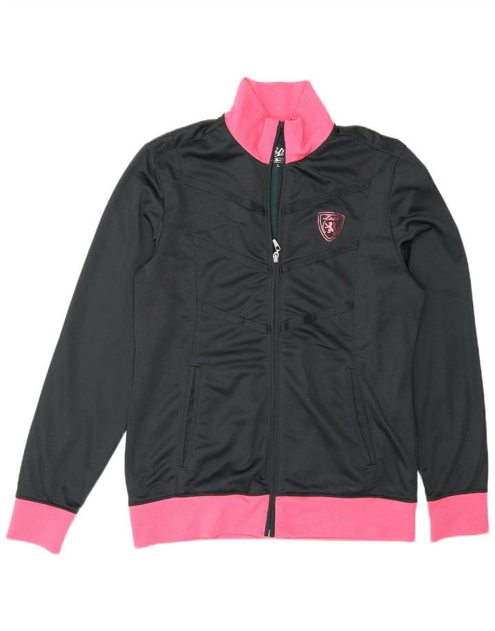 Lotto Womens Tracksuit Top Jacket UK 14 Large Black Colourblock Polyester