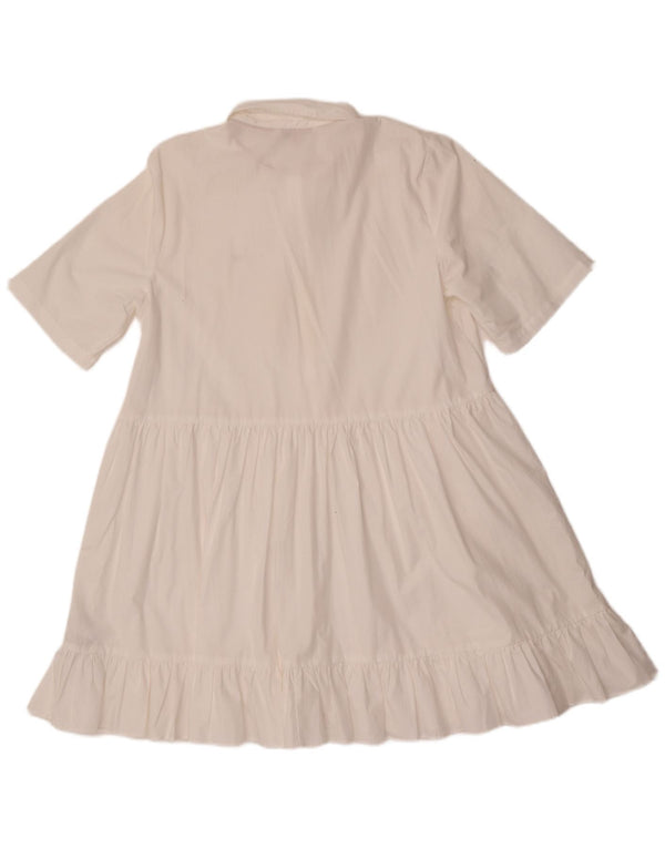 Tommy Hilfiger Damen A-Linien-Kleid UK 14 Large Weiße Baumwolle