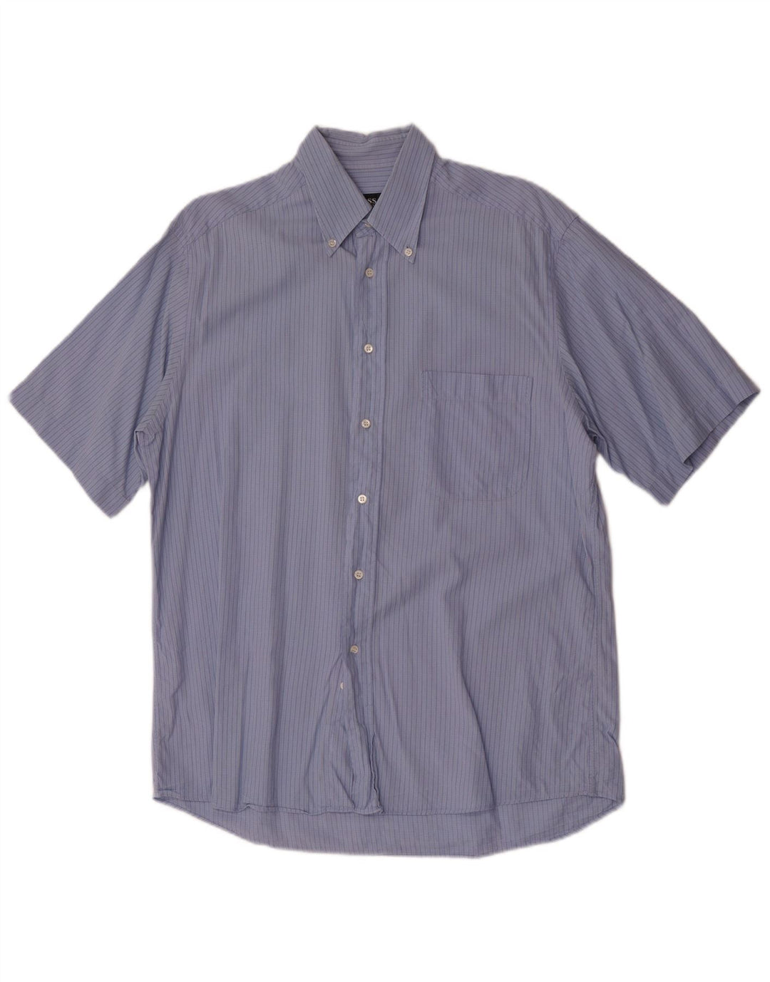 Hugo Boss Chemise à manches courtes en coton à fines rayures bleu moyen