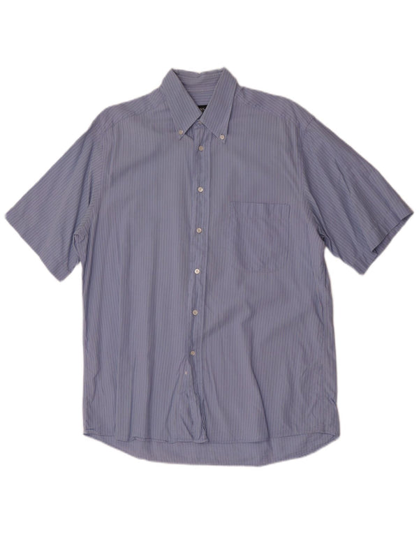 Camisas HUGO BOSS Hombre | Camisa de manga corta de algodón a rayas azul medio