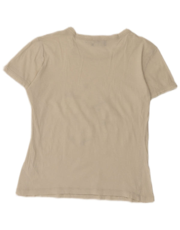 Emporio Armani Femme T-Shirt Graphique Top IT 44 Moyen Blanc Cassé Coton