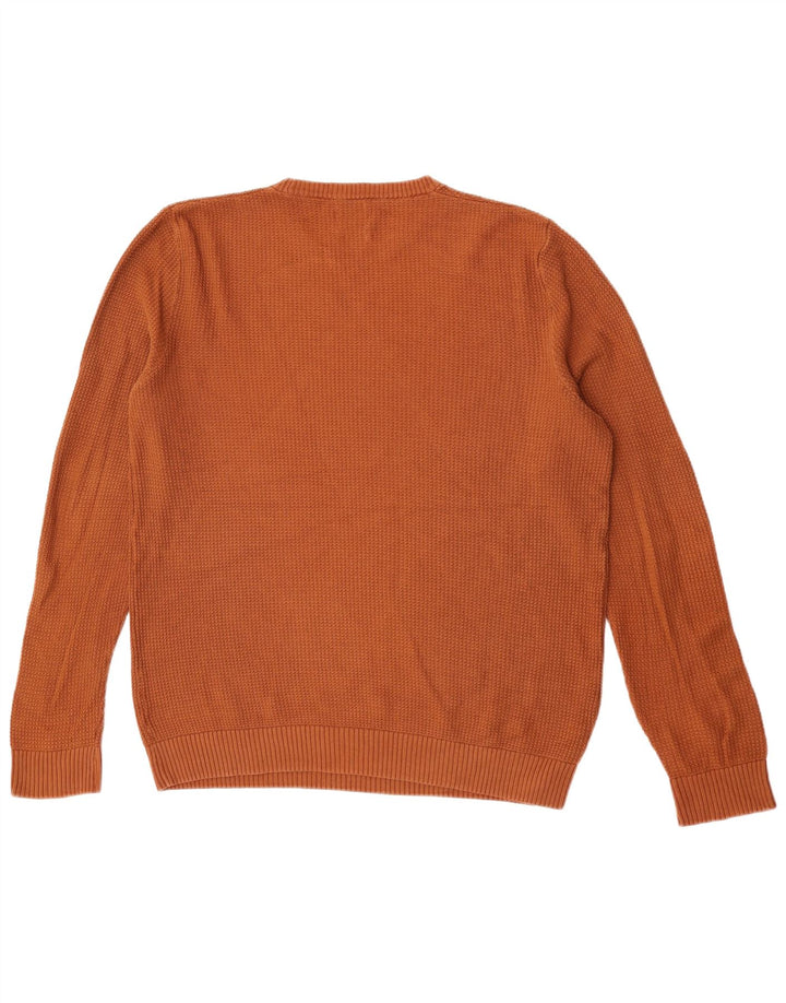 Zara Mens Crew Neck Jumper Sweater Large Brown Cotton