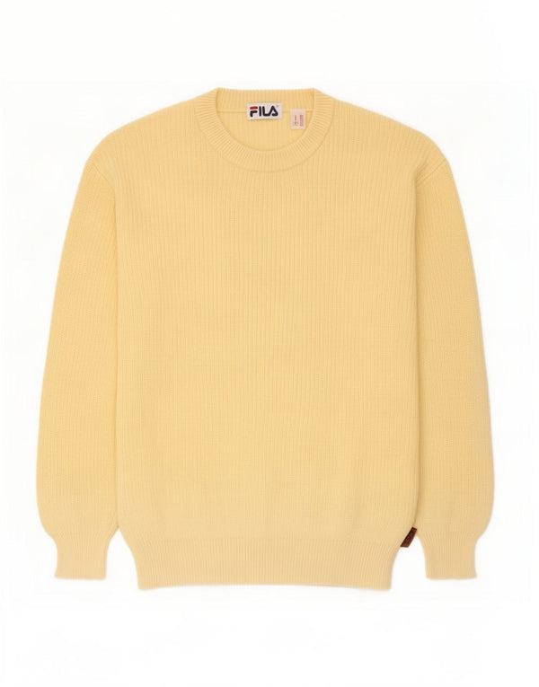 Fila Mens Crew Neck Jumper Sweater IT 50 Medium Yellow Cotton