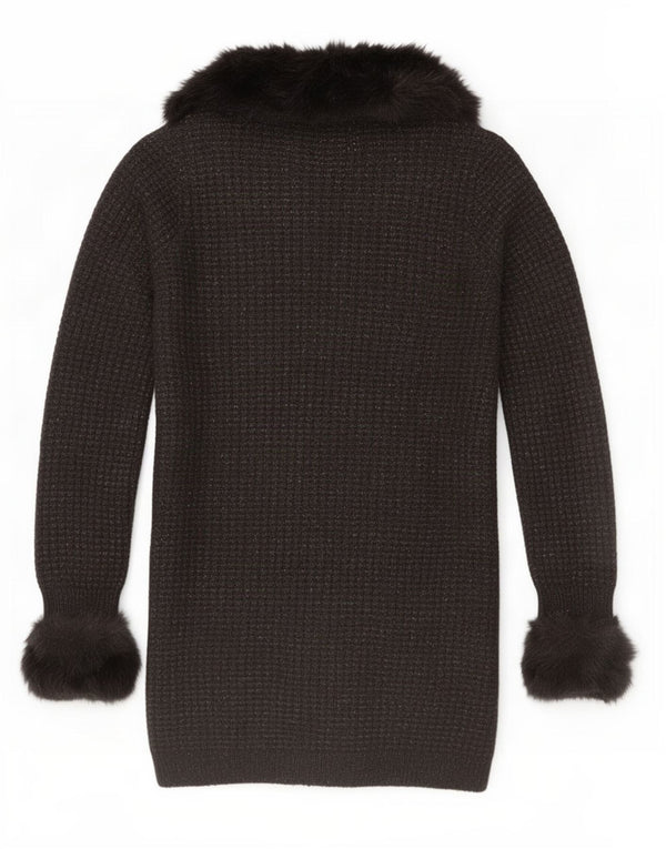 Marks & Spencer Damen Per Una Longline Cardigan Pullover UK 14 Medium Schwarz