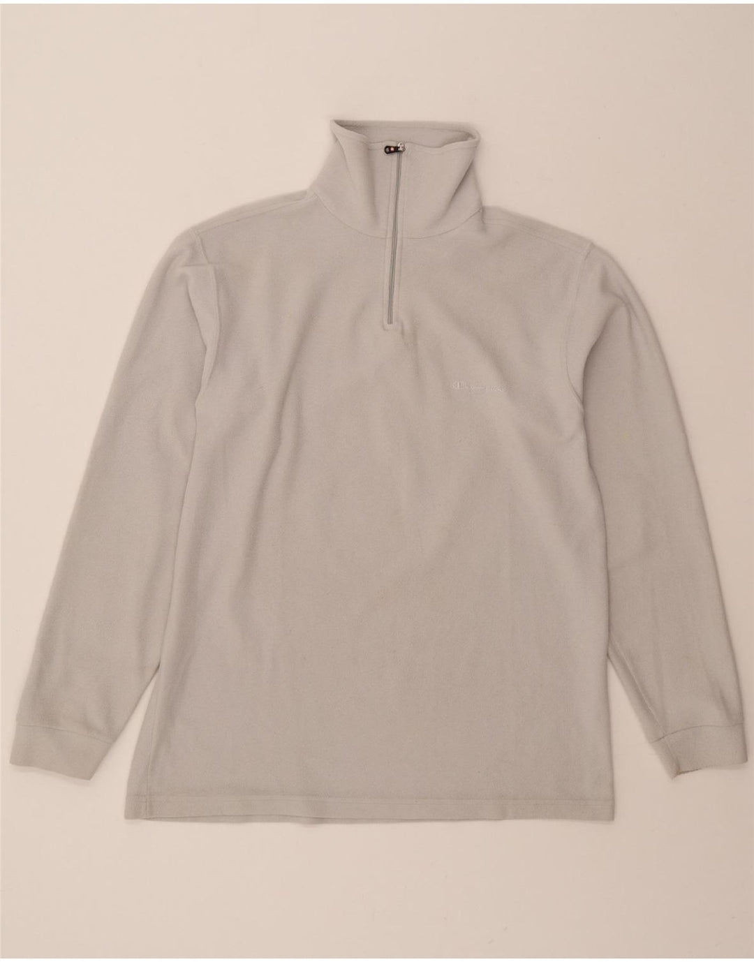 CHAMPION Mens Zip Neck Fleece Jumper Large White Polyester Vintage Champion and Second-Hand Champion from Messina Hembry 