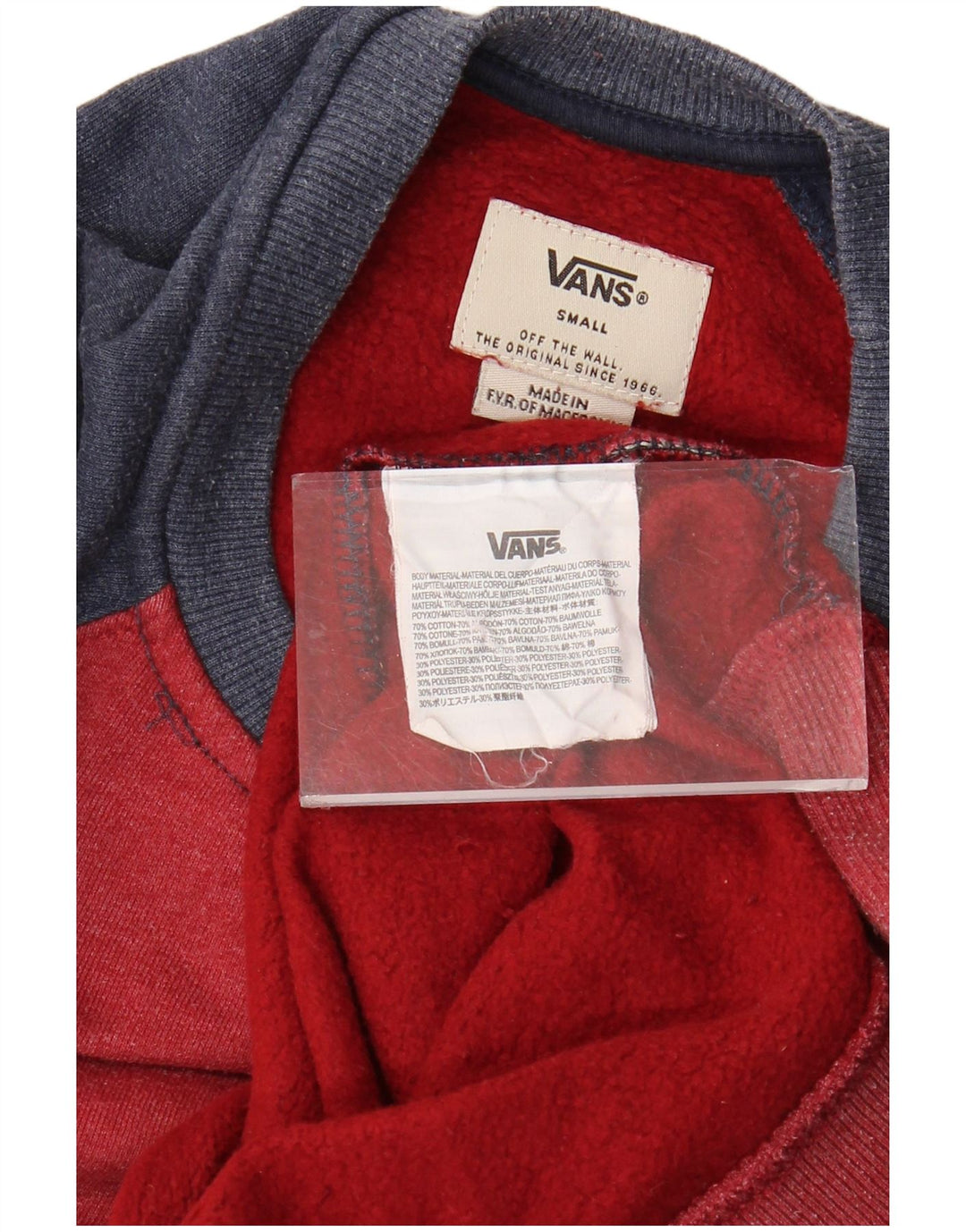 Felpa da uomo VANS maglione piccolo rosso in cotone color block