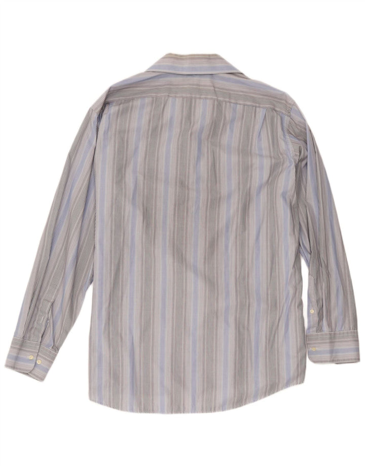 Lacoste Mens Shirt Size 44 XL Blue Striped Cotton