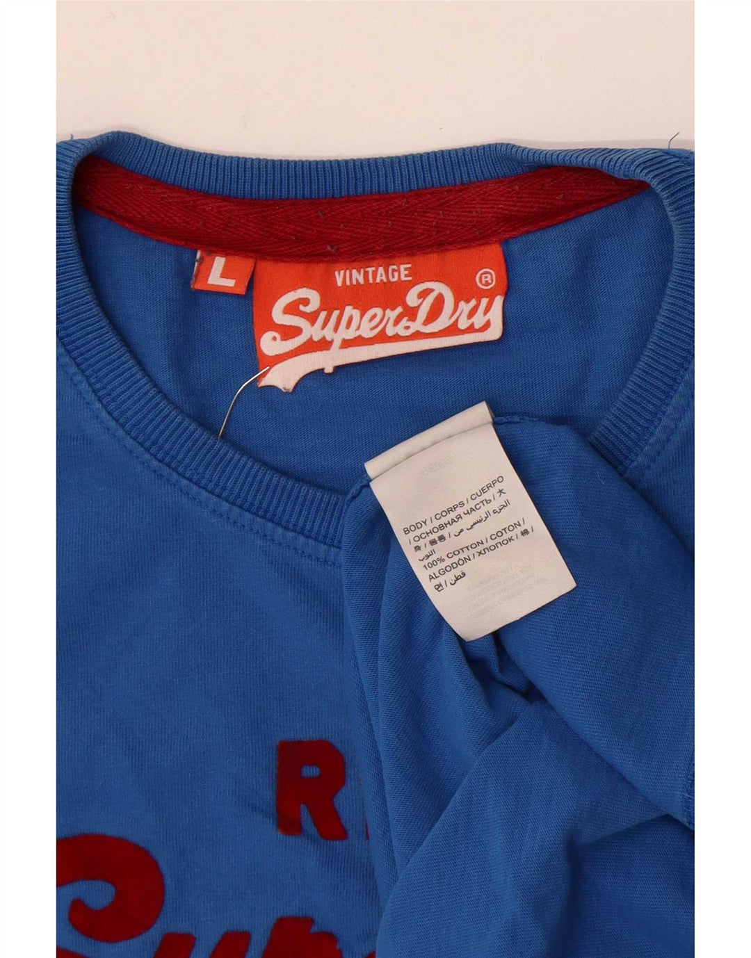 Superdry Mens Graphic T-Shirt Top Large Blue Cotton