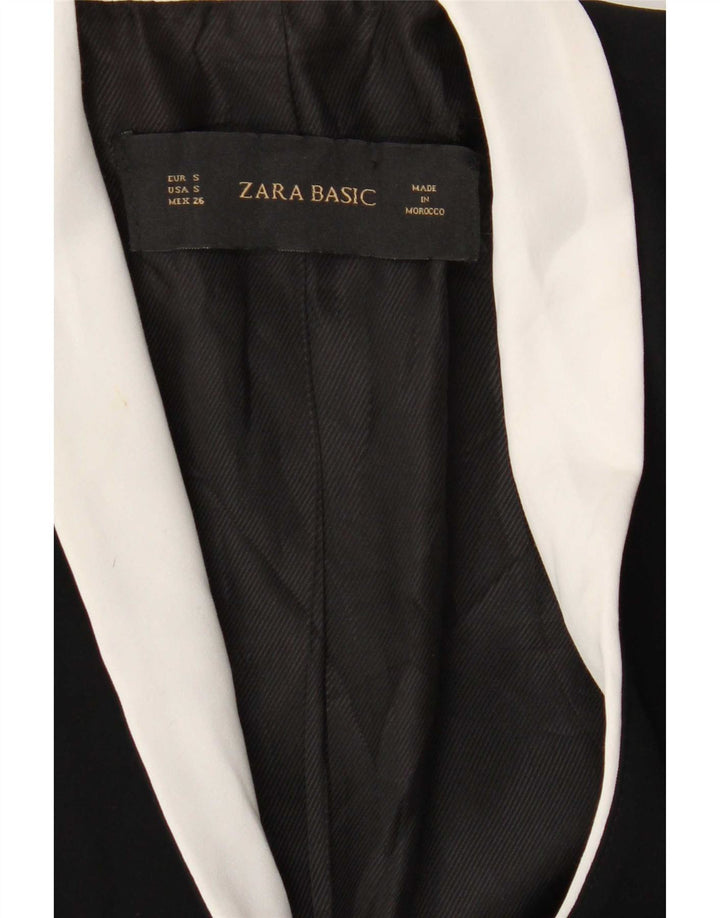 Jaqueta blazer feminina Zara com 1 botão Reino Unido 10 pequeno preto colorblock poliéster