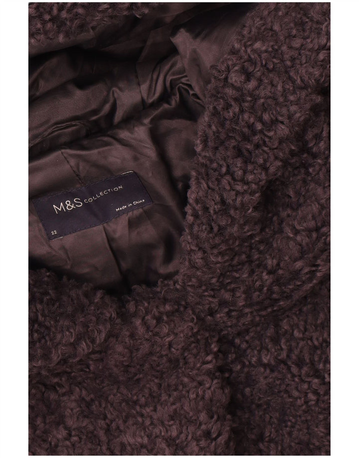 Marks & Spencer Womens Hooded Fleece Jacket UK 22 3XL Navy Blue Polyester