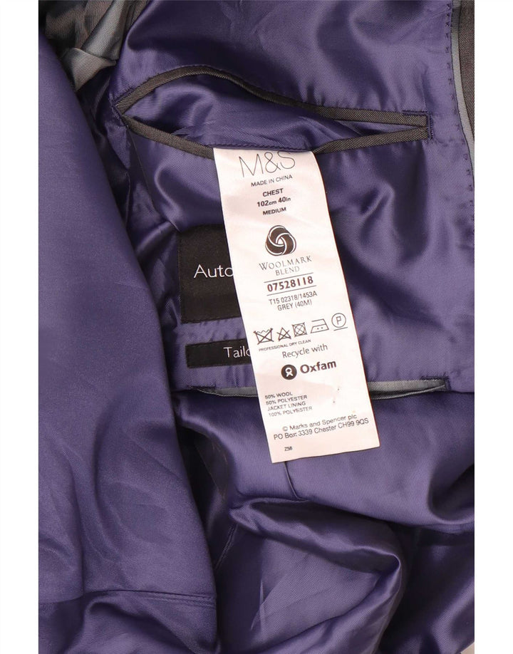 Marks & Spencer Chaqueta tipo blazer entallada para hombre UK 40 Lana gris medio