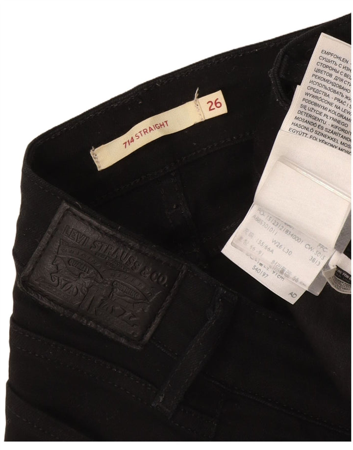 Levi's Womens 714 Straight Jeans W26 L30 Black Cotton