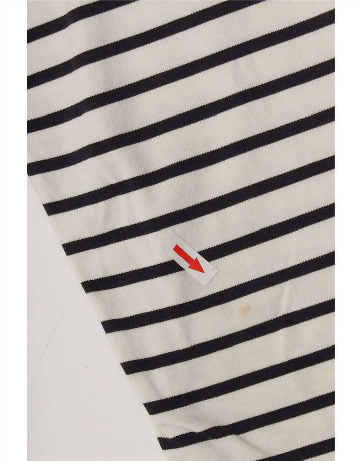Joules Womens Button Neck Sweatshirt Jumper UK 16 Large White Striped