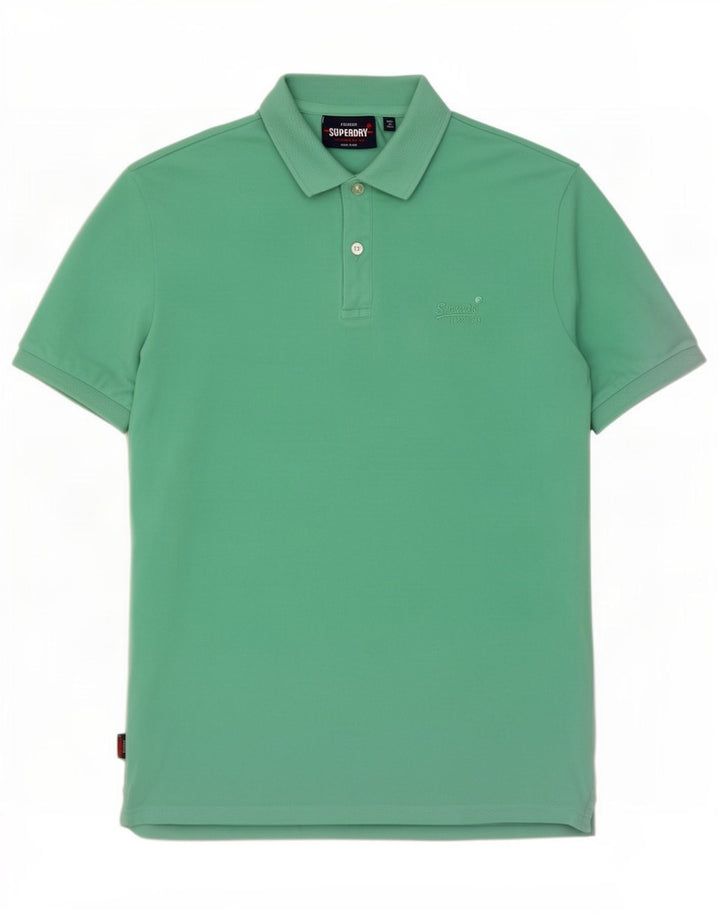 Superdry Mens Polo Shirt Medium Green Cotton
