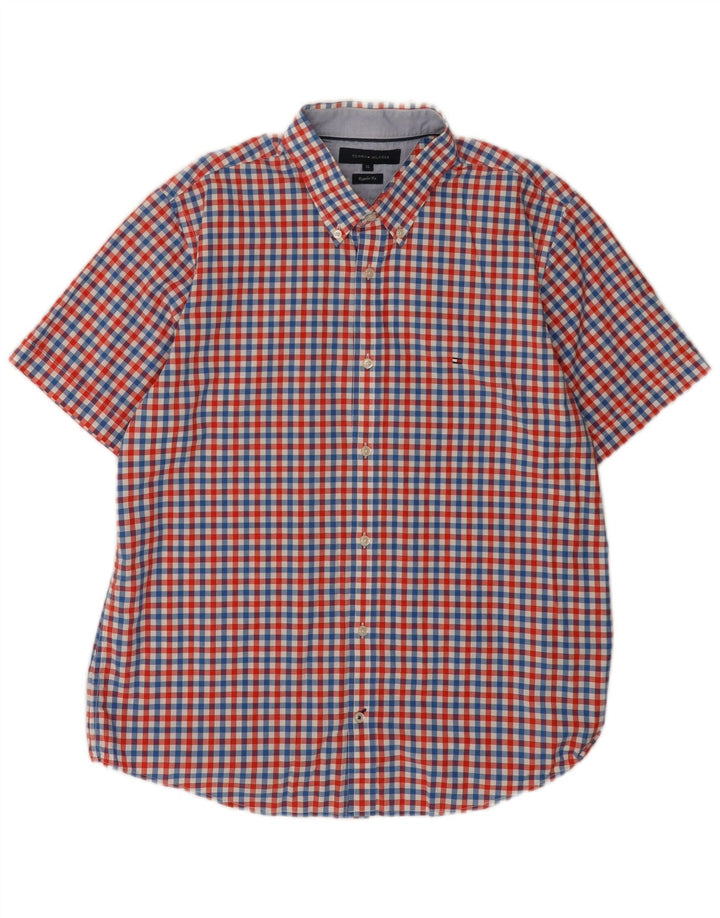 Camicia a maniche corte da uomo Tommy Hilfiger XL in cotone a quadri multicolore