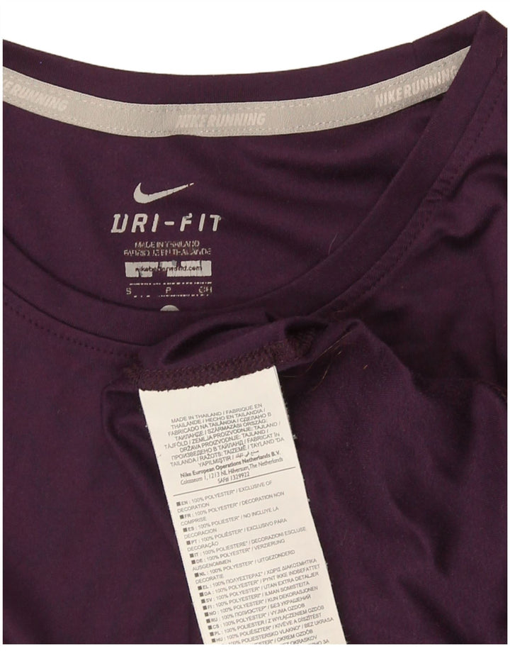 Nike Womens Dri Fit T-Shirt Top UK 8 Small Purple Polyester