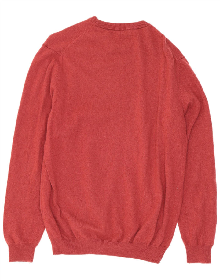 Massimo Dutti Herren-Pullover mit Rundhalsausschnitt, XL, rote Wolle