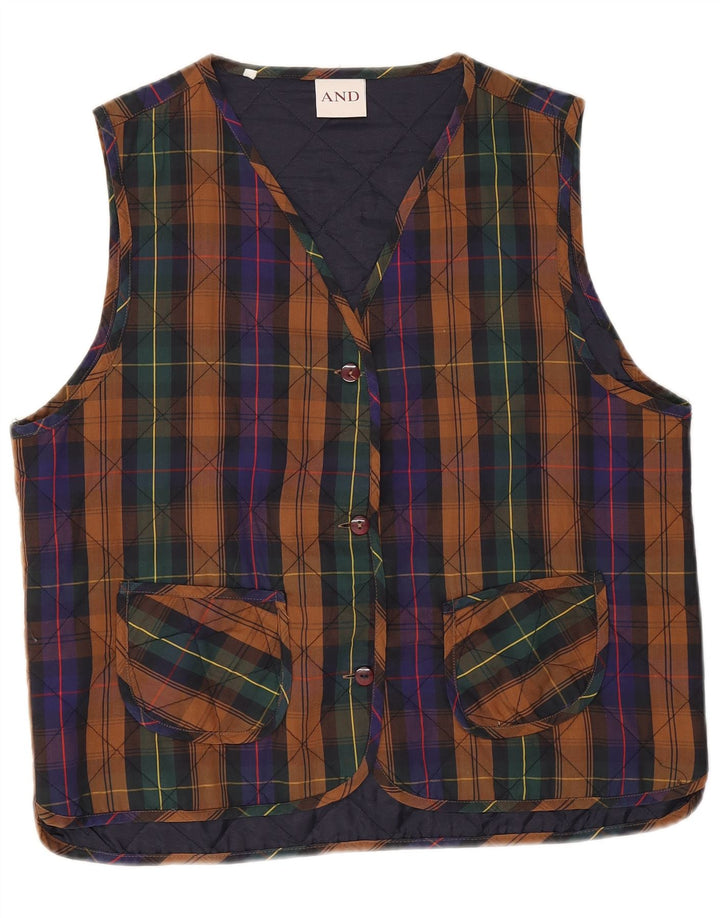 And Womens Quilted Gilet UK 14 Large Multicoloured Check