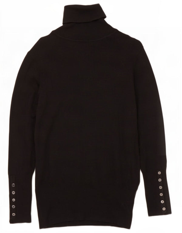 Zara Dame Roll Neck Jumper Sweater UK 14 Large Black Rayon