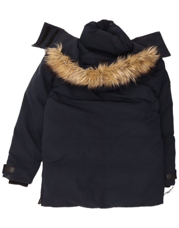 Superdry Abrigo acolchado con capucha para hombre UK 40 Large Poliéster azul marino