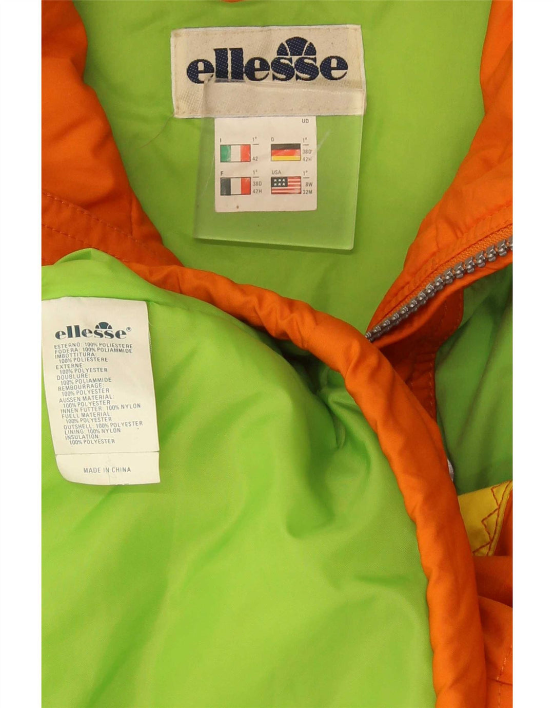 Giacca da sci oversize con cappuccio da donna Ellesse IT 42 Medium Orange Colourblock