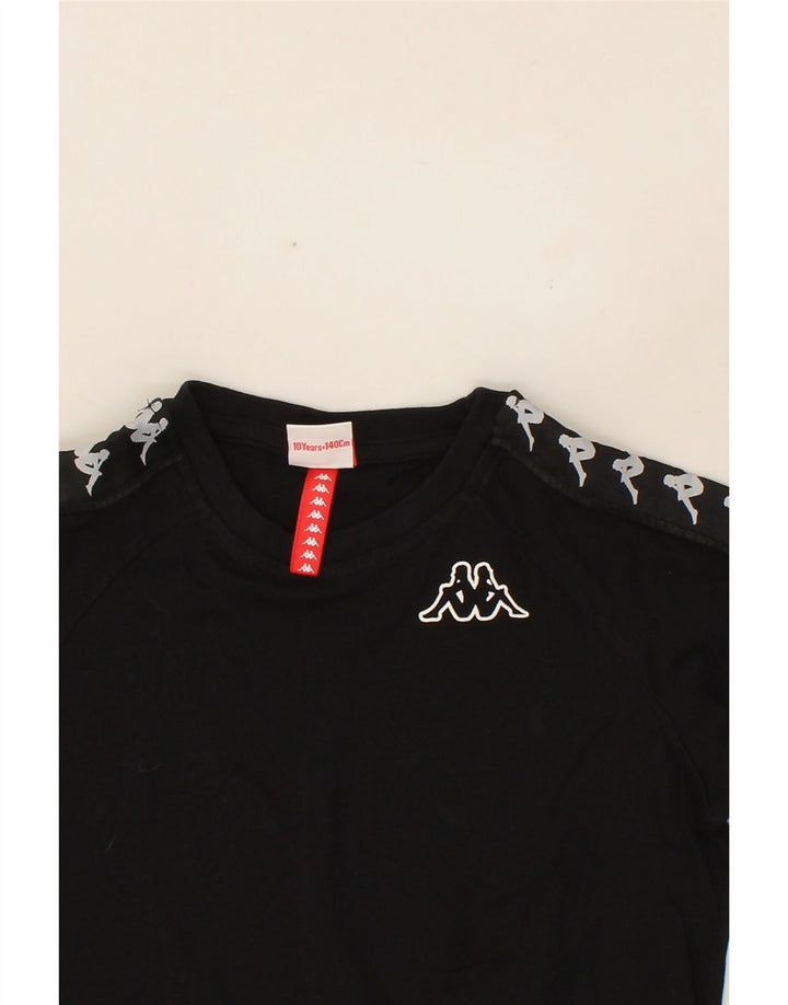 KAPPA Boys Graphic T-Shirt Top 9-10 Years Black Vintage Kappa and Second-Hand Kappa from Messina Hembry 
