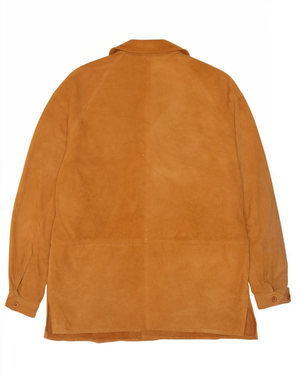 Jaqueta masculina vintage de camurça IT46 pequena bege