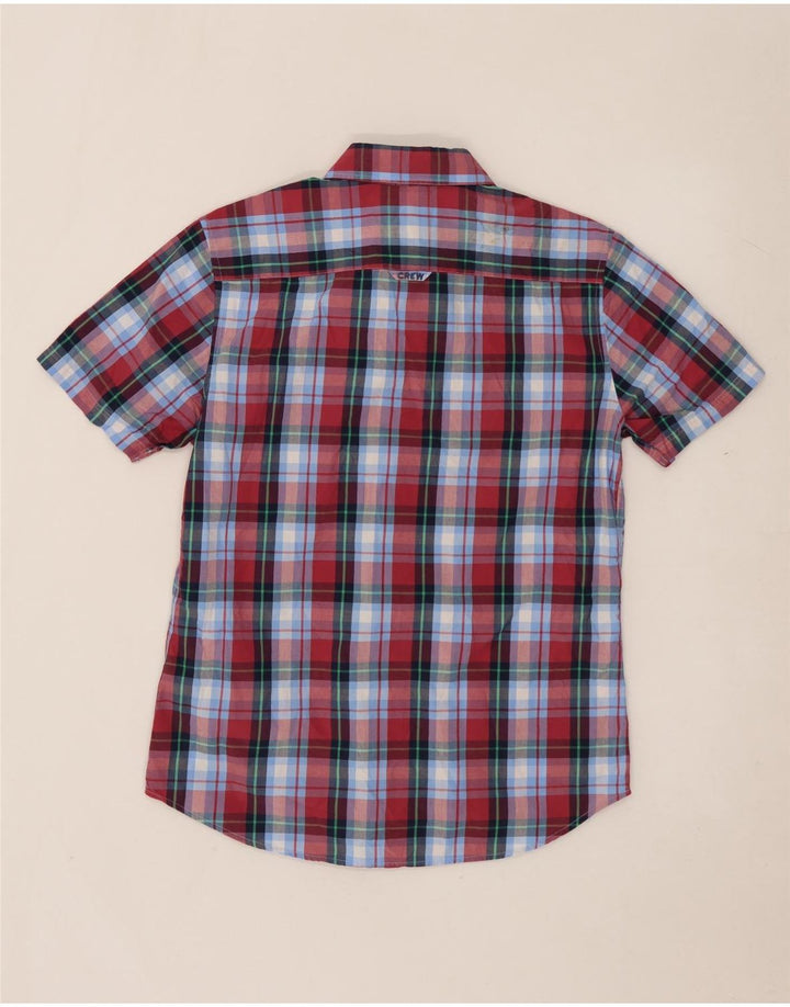 CREW CLOTHING Mens Short Sleeve Shirt Medium Blue Check Cotton
