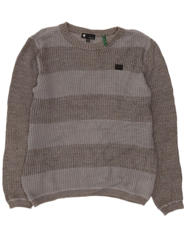 G-Star Herren-Pullover mit U-Boot-Ausschnitt, XL, graue Farbblock-Baumwolle